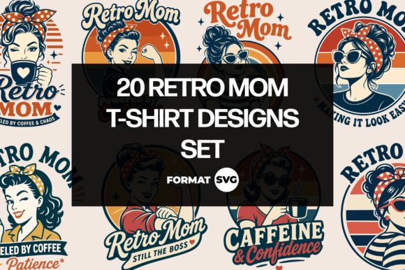 20 Retro Mom SVG Design Bundle