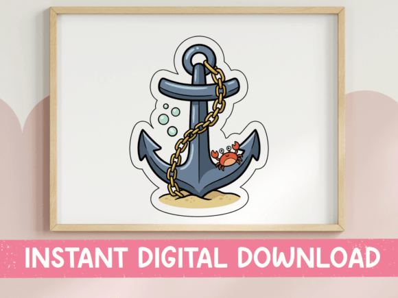Anchor and Crab Sticker Design: Graphics for T-Shirt Designs