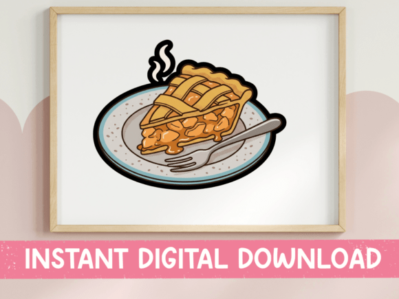 Apple Pie Slice on Plate Sticker: Graphics for T-Shirt Designs