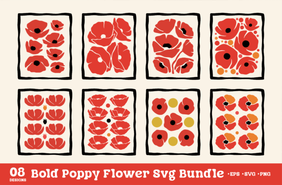 Bold Poppy Flower Svg Bundle