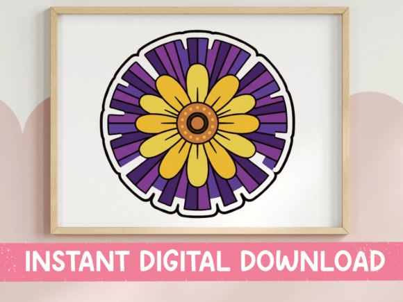 Bold Retro Mandala Flower Sticker Graphics