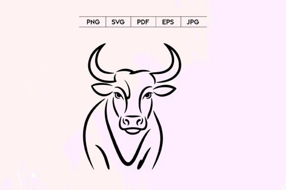 Bull Head Line Art SVG for Graphics and Illustrations