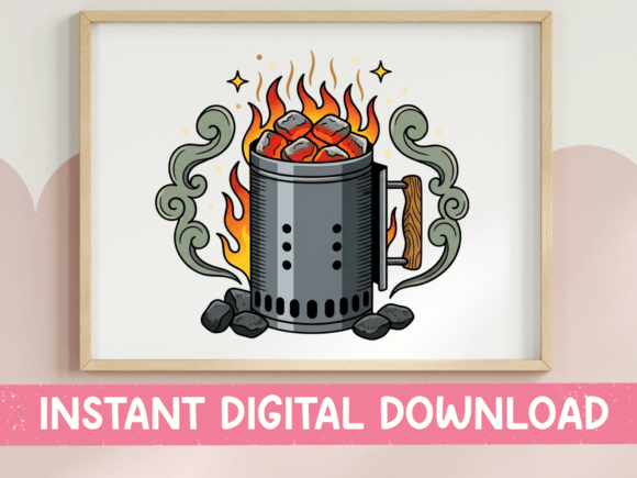 Charcoal Chimney Starter BBQ Sticker Graphics