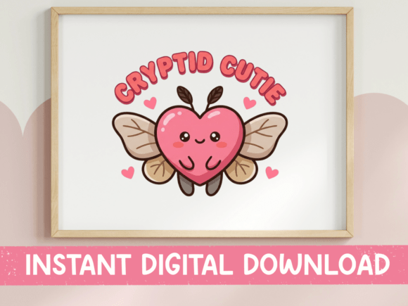 Cryptid Cutie Moth Heart Badge SVG: Graphics for T-Shirt Designs