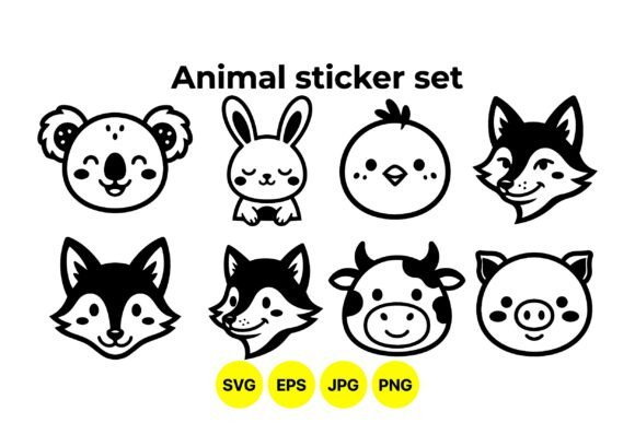 Cute Animal Sticker Clipart Set: Graphics for Local Business Branding
