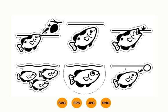 Cute Fish Sticker Clipart Set: Graphics for Whimsical Branding