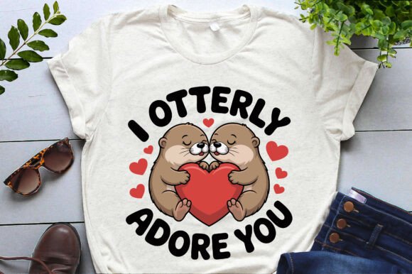 Cute Otter Valentine's Day Graphics for T-Shirt Designs