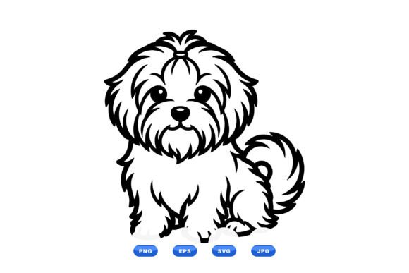 Cute Shih Tzu Line Art SVG: Graphics & Illustrations for Local Brands