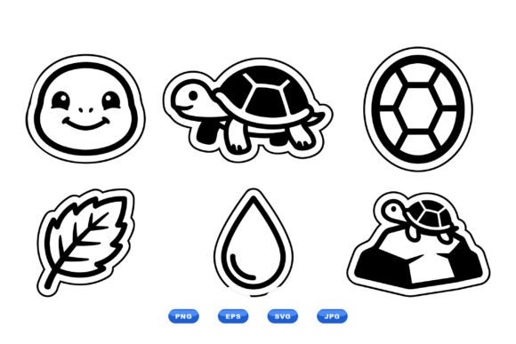 Cute Turtle Sticker Clipart: Graphics for Playful Designs