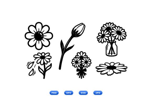 Hand Drawn Daisy SVG Clipart: Graphics for Editorial and Web Design