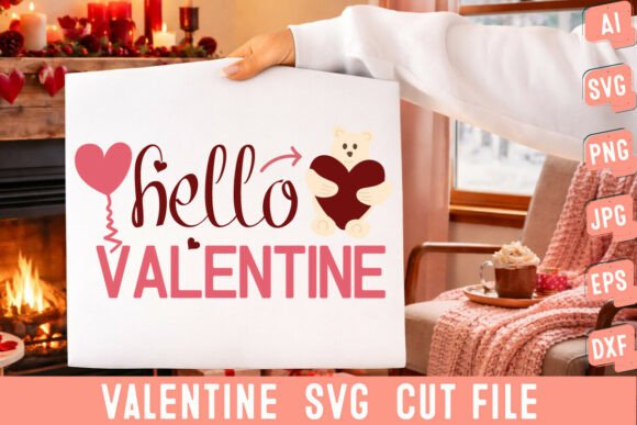 Hello Valentine SVG Cut File: Graphics for T-Shirt Designs