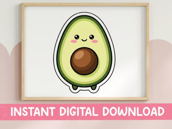 Kawaii Avocado Sticker Design: Graphics for T-Shirt Designs