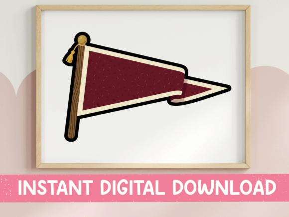 Maroon School Pennant Flag Sticker: Graphics for T-Shirt Designs