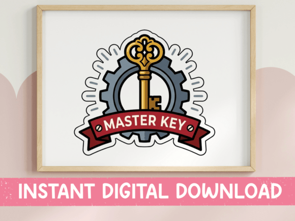 Master Key Badge Steampunk Sticker: Graphics for T-Shirt Designs