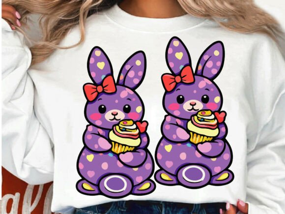 Purple Happy Easter Bunnies Graphics Freebies