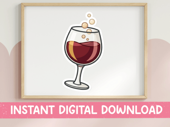 Red Wine Glass Sticker Design: Graphics for T-Shirt Designs