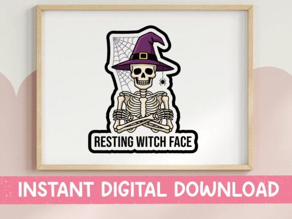 Resting Witch Face Skeleton Sticker Graphics