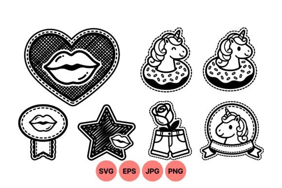 Retro Pop Art Sticker Icons: Graphics & Illustrations for Creative Publishing