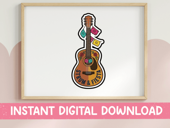 Strum and Fiesta Guitar Sticker: Graphics for T-Shirt Designs