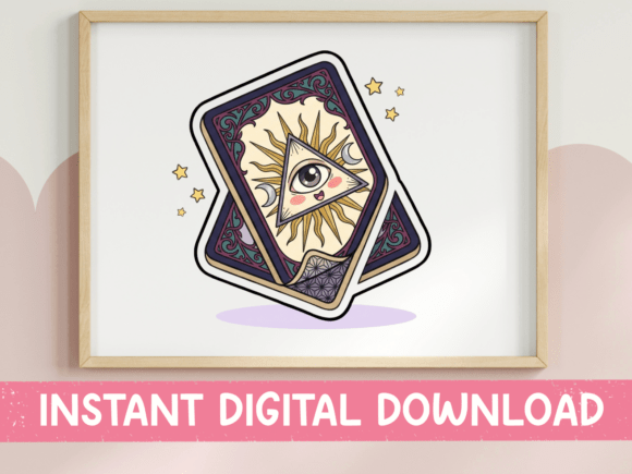 Tarot Card Sun Eye Sticker Design: Graphics for T-Shirt Designs