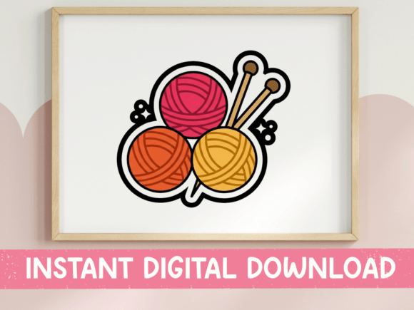 Three Yarn Balls Knitting Sticker