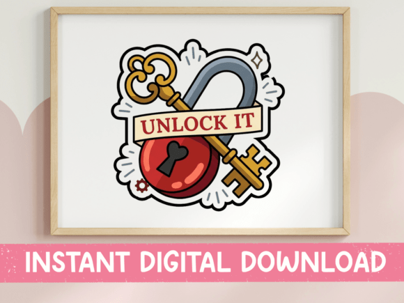Unlock It Lock Key Sticker