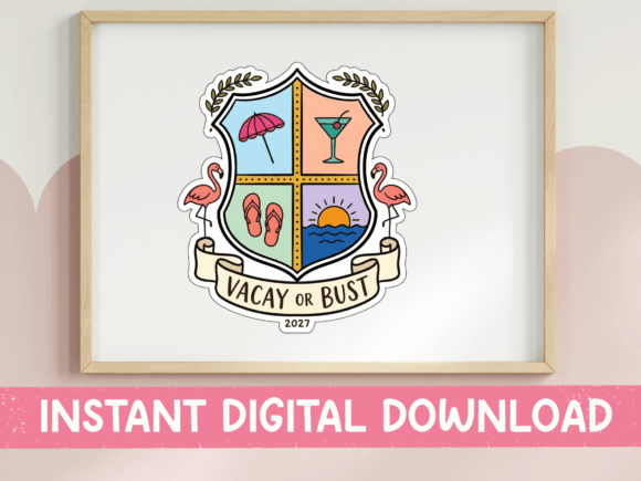 Vacay or Bust 2027 Crest Badge Sticker Graphics