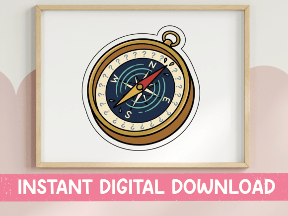 Vintage Compass Rose Navigation Sticker Graphics