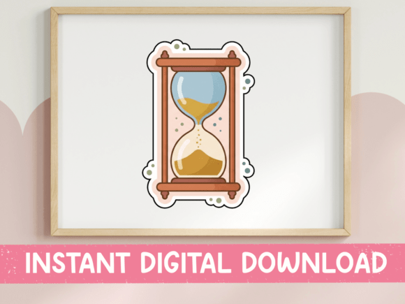 Vintage Hourglass Sticker Design Graphics