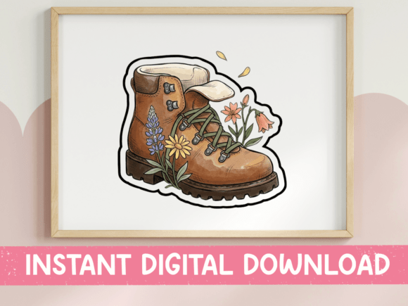Wildflower Hiking Boot Sticker Graphics